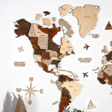 Load image into Gallery viewer, 3D LED Wooden World Map