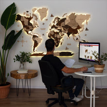Load image into Gallery viewer, 3D LED Wooden World Map