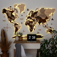 Load image into Gallery viewer, 3D LED Wooden World Map