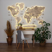 Load image into Gallery viewer, 3D LED Wooden World Map