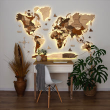 Load image into Gallery viewer, 3D LED Wooden World Map