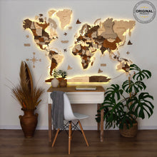Load image into Gallery viewer, 3D LED Wooden World Map