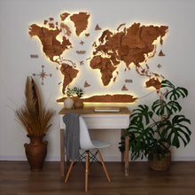 Load image into Gallery viewer, 3D LED Wooden World Map