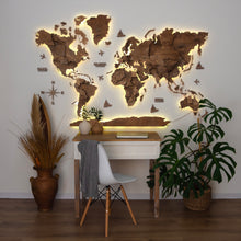Load image into Gallery viewer, 3D LED Wooden World Map