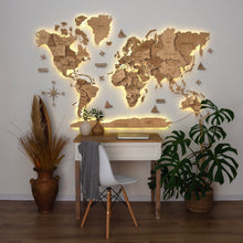 Load image into Gallery viewer, 3D LED Wooden World Map