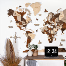 Load image into Gallery viewer, 3D LED Wooden World Map