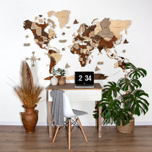 Load image into Gallery viewer, 3D LED Wooden World Map