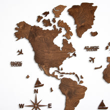 Carica l'immagine nel visualizzatore di Gallery, Mappa del Mondo 2D colore Noce Scuro