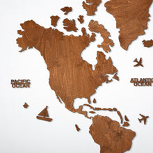 Carica l'immagine nel visualizzatore di Gallery, Mappa del Mondo 2D colore Mogano