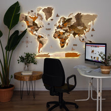 Load image into Gallery viewer, 3D LED Wooden World Map