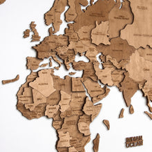 Carica l'immagine nel visualizzatore di Gallery, Mappa del Mondo 3D colore Quercia