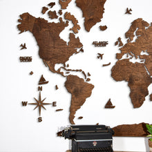 Carica l'immagine nel visualizzatore di Gallery, Mappa del Mondo 2D colore Noce Scuro
