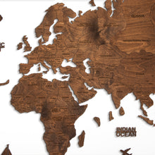 Carica l'immagine nel visualizzatore di Gallery, Mappa del Mondo 2D colore Noce Scuro