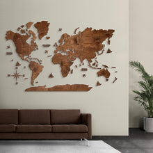 Carica l'immagine nel visualizzatore di Gallery, Mappa del Mondo 2D colore Noce Scuro