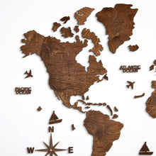 Carica l'immagine nel visualizzatore di Gallery, Mappa del Mondo 2D colore Noce Scuro
