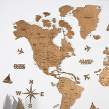 Load image into Gallery viewer, 2D LED Wooden World Map