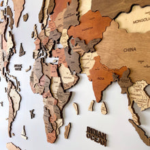 Load image into Gallery viewer, 3D Wooden World Map Vintage