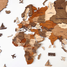 Load image into Gallery viewer, 3D Wooden World Map Vintage