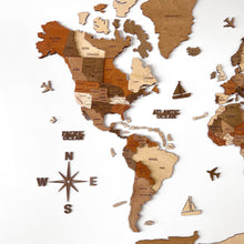 Load image into Gallery viewer, 3D Wooden World Map Vintage