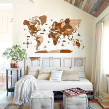 Load image into Gallery viewer, 3D Wooden World Map Vintage