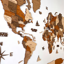 Load image into Gallery viewer, 3D Wooden World Map Vintage