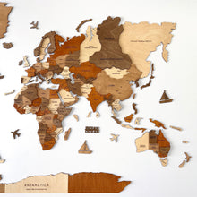 Load image into Gallery viewer, 3D Wooden World Map Vintage