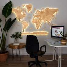 Load image into Gallery viewer, 2D LED Wooden World Map