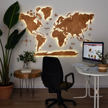 Load image into Gallery viewer, 2D LED Wooden World Map