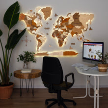Load image into Gallery viewer, 3D LED Wooden World Map