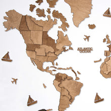 Carica l'immagine nel visualizzatore di Gallery, Mappa del Mondo 3D colore Quercia