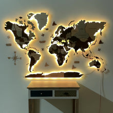 Load and play video in Gallery viewer, 2D LED Wooden World Map