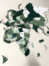Carica l'immagine nel visualizzatore di Gallery, Mappa del Mondo 3D Multicolor Verde