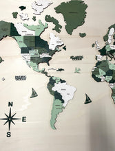 Carica l'immagine nel visualizzatore di Gallery, Mappa del Mondo 3D Multicolor Verde