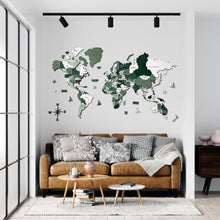 Carica l'immagine nel visualizzatore di Gallery, Mappa del Mondo 3D Multicolor Verde