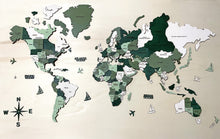 Carica l'immagine nel visualizzatore di Gallery, Mappa del Mondo 3D Multicolor Verde