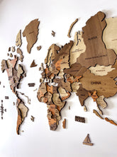 Load image into Gallery viewer, 3D Wooden World Map Cappuccino
