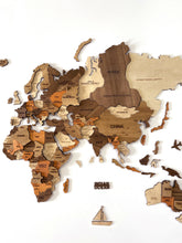 Load image into Gallery viewer, 3D Wooden World Map Cappuccino
