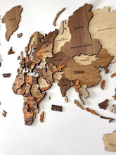 Load image into Gallery viewer, 3D Wooden World Map Cappuccino
