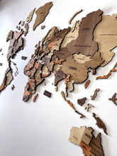 Load image into Gallery viewer, 3D Wooden World Map Cappuccino
