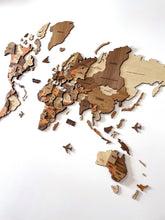 Load image into Gallery viewer, 3D Wooden World Map Cappuccino
