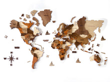 Load image into Gallery viewer, 3D Wooden World Map Cappuccino
