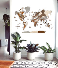 Load image into Gallery viewer, 3D Wooden World Map Ice
