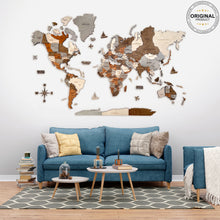 Load image into Gallery viewer, 3D Wooden World Map Ice
