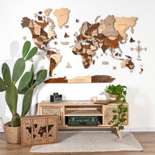 Load image into Gallery viewer, 3D Wooden World Map Multicolor Grey
