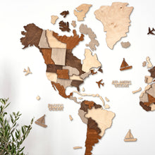 Load image into Gallery viewer, 3D Wooden World Map Multicolor Grey
