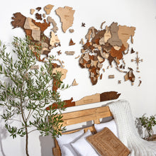 Load image into Gallery viewer, 3D Wooden World Map Multicolor Grey
