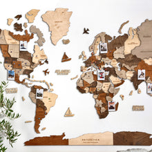 Load image into Gallery viewer, 3D Wooden World Map Multicolor Grey
