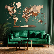 Load image into Gallery viewer, 3D Wooden World Map Multicolor Grey
