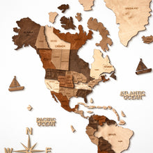 Load image into Gallery viewer, 3D Wooden World Map Multicolor Walnut
