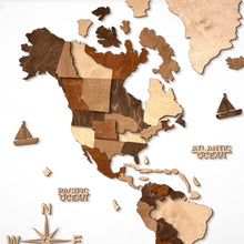 Load image into Gallery viewer, 3D Wooden World Map Multicolor Walnut
